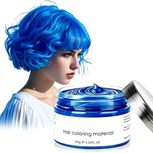 Hair Color Wax - Temporary Blue Hair Styling Clay for Temporary Hair Color, Cosplay & Parties (4.23 oz)